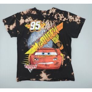 Disney Pixar Cars Lightning McQueen Shirt Boys Medium Black Acid Wash Tie Dye